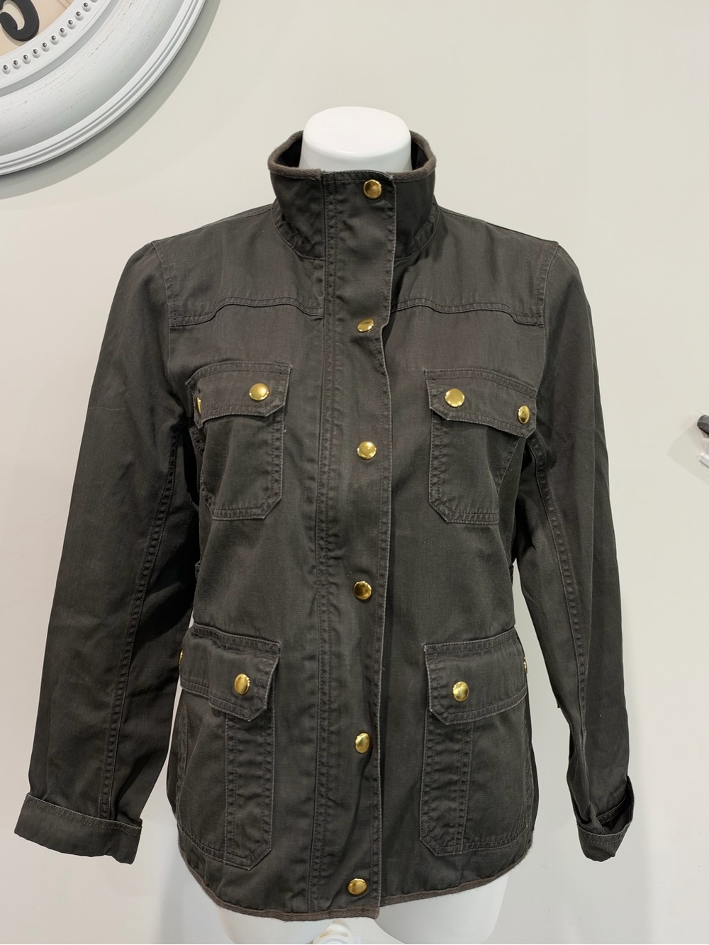 J.Crew women’s relaxed boyfriend field resin-coated twill jacke size large
